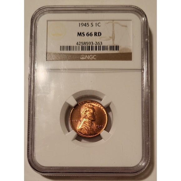 1945 S Lincoln Wheat Cent MS66 RED NGC - Picture 1 of 2